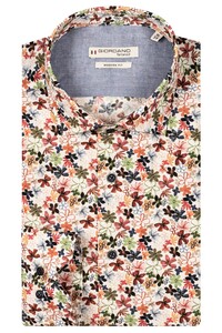Giordano Maggiore Semi Cutaway Collar Flower Pattern Shirt Red-Multi