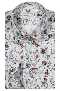 Giordano Maggiore Semi Cutaway Fantasy Drinks Overhemd Lichtgrijs-Multi