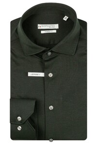 Giordano Maggiore Semi Cutaway Jersey Subtle Contrast Liquid Cotton Shirt Dark Green