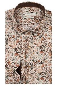 Giordano Maggiore Semi Cutaway Luxury Flower Pattern Overhemd Donkerbruin-Multi