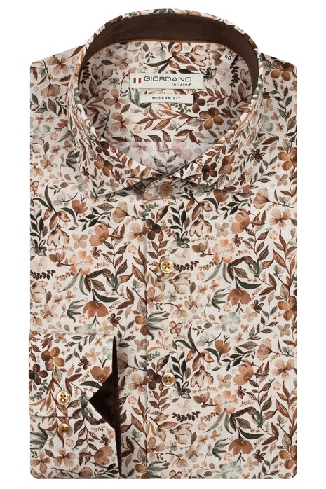 Giordano Maggiore Semi Cutaway Luxury Flower Pattern Shirt Dark Brown-Multi