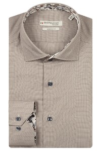 Giordano Maggiore Semi Cutaway Mini Check Overhemd Donker Bruin