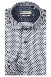 Giordano Maggiore Semi Cutaway Oxford Geometric Abstract Floral Pattern Shirt Navy