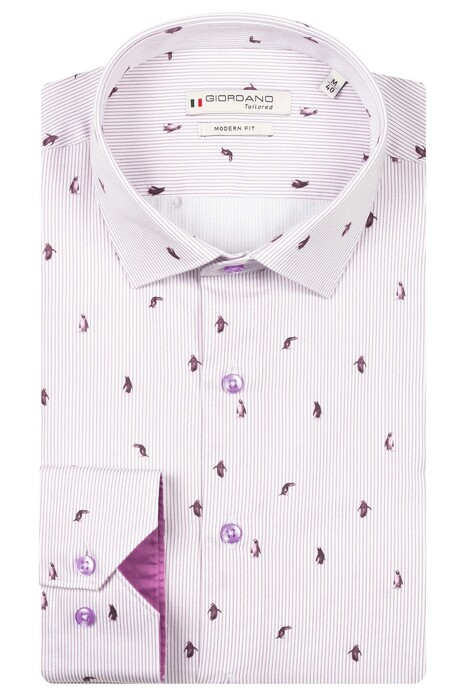 Giordano Maggiore Semi Cutaway Satin Penguin Stripe Fantasy Overhemd Light Mauve