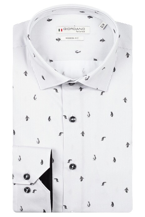 Giordano Maggiore Semi Cutaway Satin Penguin Stripe Fantasy Shirt Soft Grey