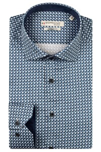 Giordano Maggiore Semi Cutaway Satin Stretch Graphic Pattern Shirt Navy