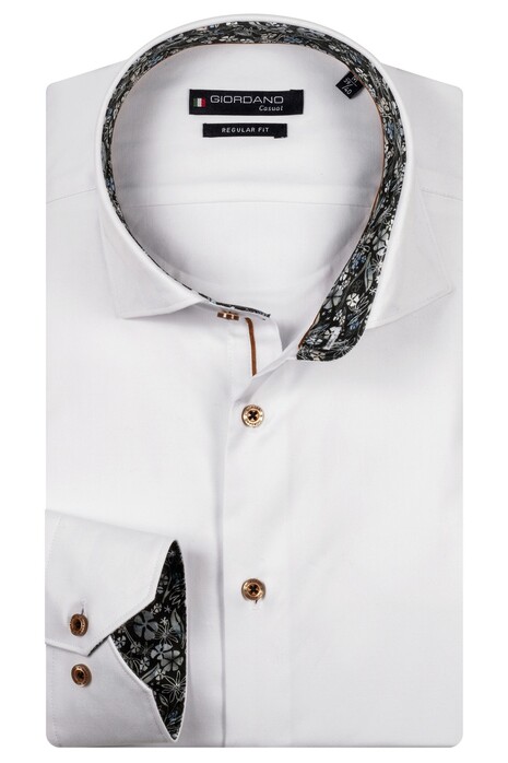 Giordano Maggiore Semi Cutaway Two-Ply Plain Twill Subtle Contrast Overhemd Optical White