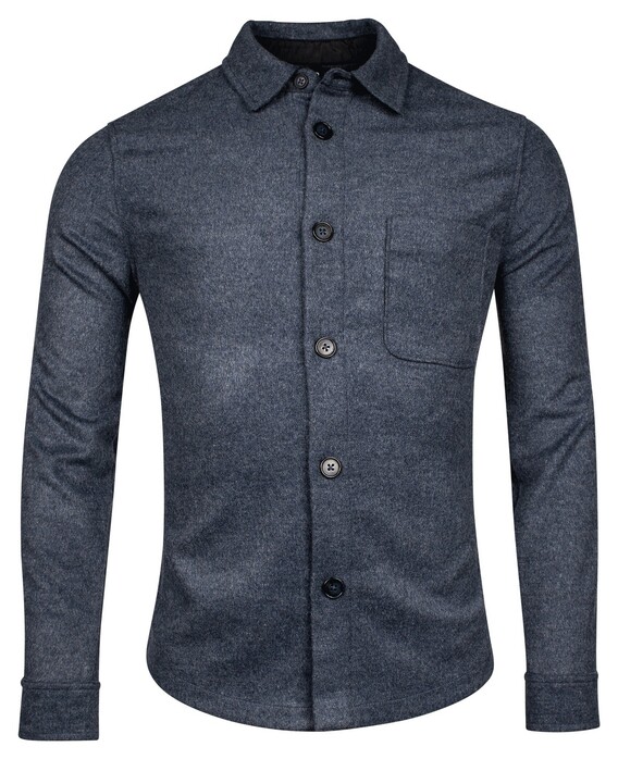 Giordano Mauro Plain Wool Blend Overshirt Ocean Blue