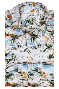 Giordano Multi Leaves Print Lago Semi Cutaway Overhemd Multicolor