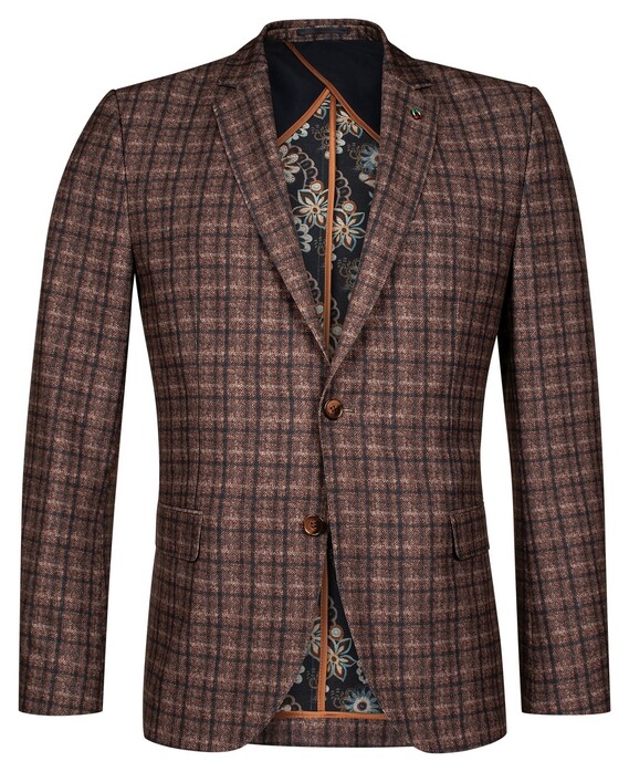 Giordano Pietro Half Lined Check Pattern Jacket Brown