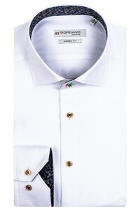 Giordano Plain Heavy Twill Subtle Contrast Maggiore Semi Cutaway Overhemd Optical White