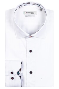 Giordano Plain Twill Formula 1 Cars Contrast Maggiore Semi Cutaway Shirt White