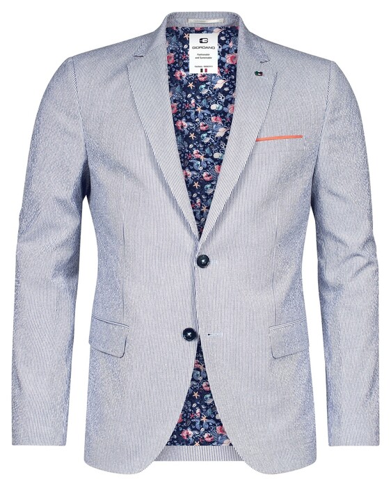 Giordano Robert Seersucker Stripe Colbert Deep Blue-White