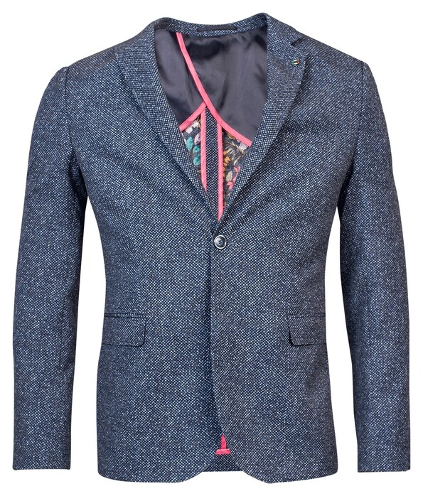 Giordano Robert Tech Stretch Fantasy Print Colbert Blauw-Navy