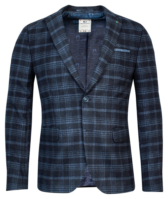 Giordano Robert Wool Mix Check Colbert Navy