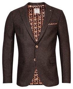 Giordano Robert Wool Mix Tweed Twill Colbert Donker Bruin