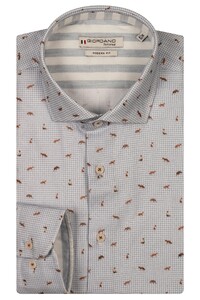 Giordano Row Brushed Twill Houndstooth Fantasy Shirt Blue