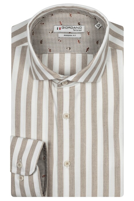Giordano Row Brushed Twill Stripe Shirt Sand