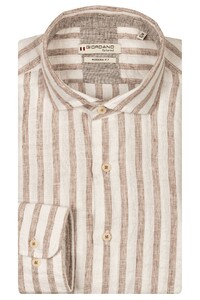 Giordano Row Cutaway Collar Linen Blend Stripe Shirt Kitt