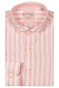 Giordano Row Cutaway Collar Linen Blend Stripe Shirt Pink