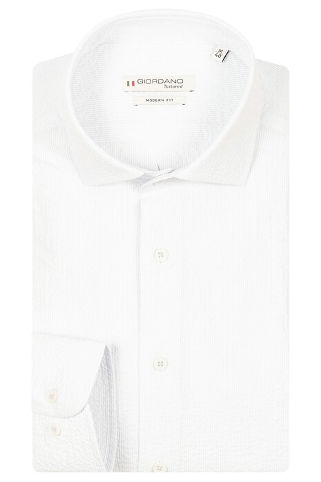 Giordano Row Cutaway Collar Seersucker Stripe Overhemd Licht Blauw
