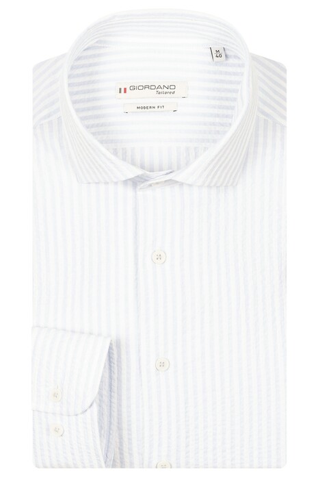 Giordano Row Cutaway Collar Seersucker Stripe Overhemd Navy