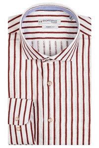 Giordano Row Cutaway Cotton Slub Stripes Shirt Red