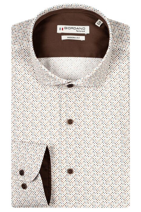 Giordano Row Cutaway Mini Abstract Pattern Subtle Stretch Overhemd Off White-Multi