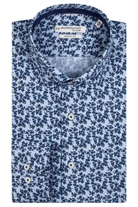 Giordano Row Cutaway Mini Flowers Fine Twill Overhemd Licht Blauw-Navy
