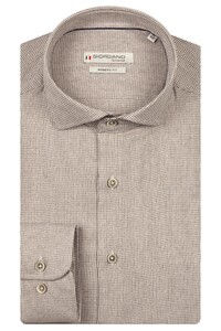 Giordano Row Cutaway Soft Abstract Graphical Pattern Overhemd Donker Bruin