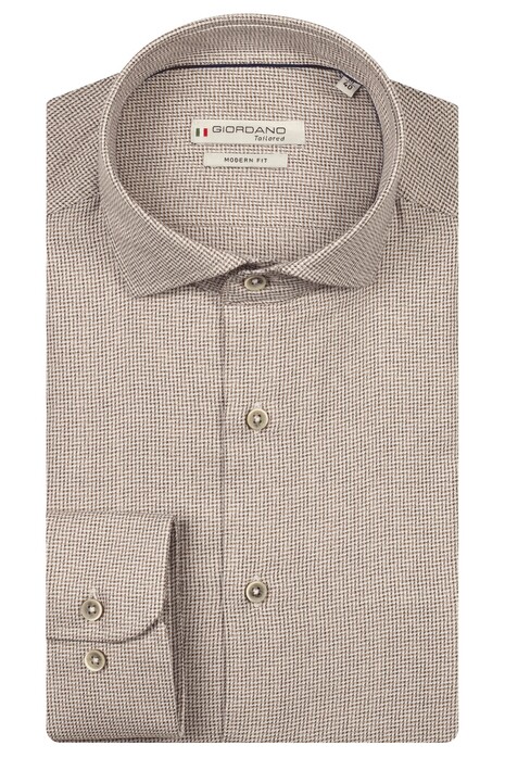 Giordano Row Cutaway Soft Abstract Graphical Pattern Shirt Dark Brown Melange