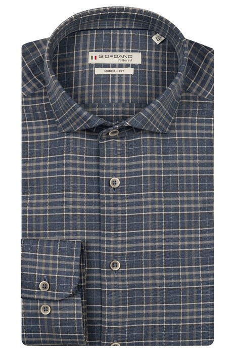 Giordano Row Cutaway Soft Allover Multi Check Overhemd Navy