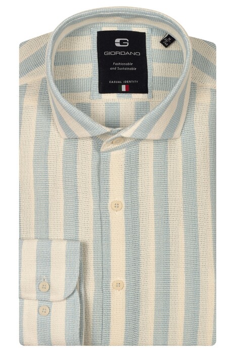 Giordano Row Cutaway Structure Stripe Overhemd Licht Blauw