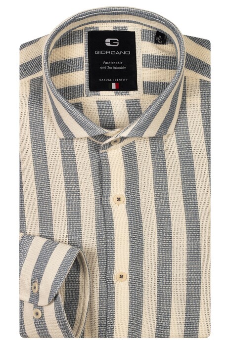 Giordano Row Cutaway Structure Stripe Overhemd Navy