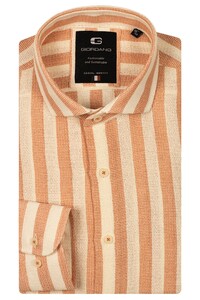 Giordano Row Cutaway Structure Stripe Overhemd Pastel Roze