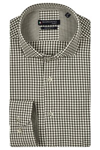 Giordano Row Cutaway Two Tone Check Overhemd Donker Groen