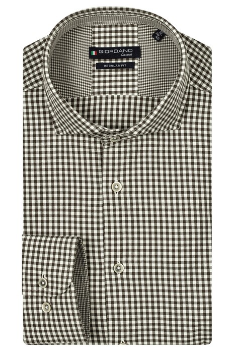 Giordano Row Cutaway Two Tone Check Overhemd Donker Groen