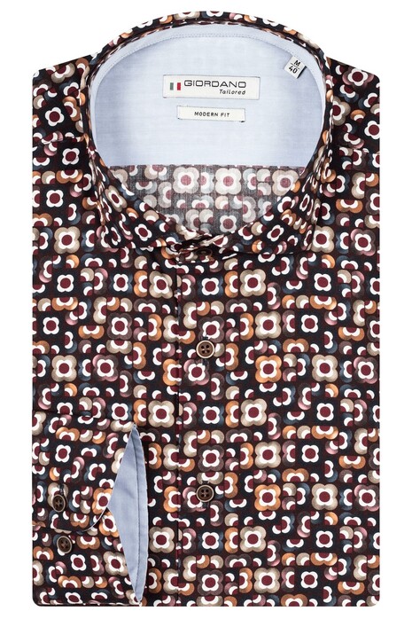Giordano Row Cutaway Vintage Flowers Overhemd Rood
