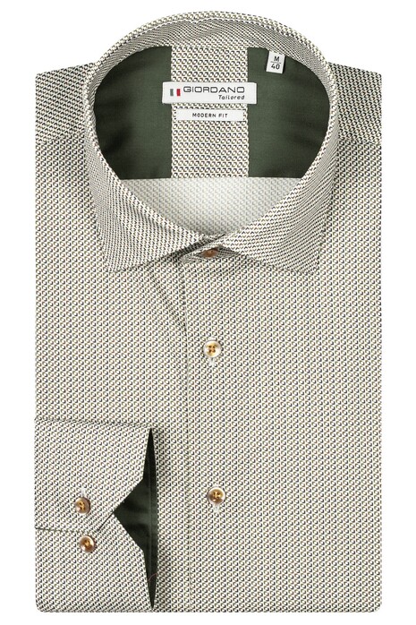Giordano Row Mini Graphic Pattern Overhemd Donker Groen