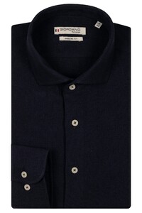 Giordano Row Plain Structured Cotton Cutaway Collar Shirt Navy