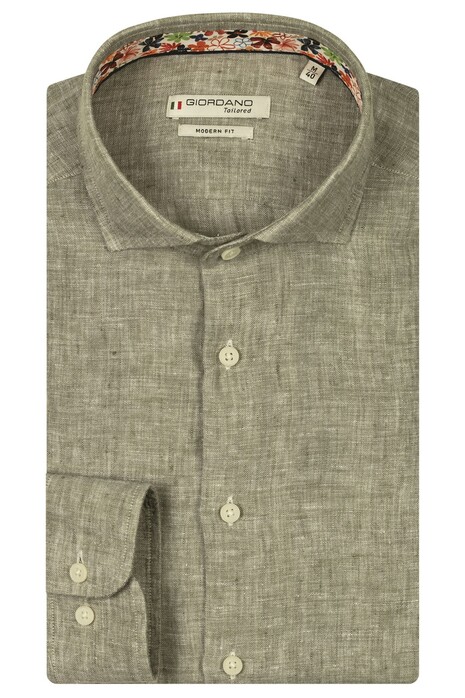Giordano Row Soft Washed Linnen Mélange Cutaway Collar Overhemd Appel