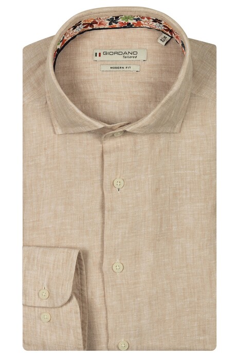 Giordano Row Soft Washed Linnen Mélange Cutaway Collar Overhemd Kitt