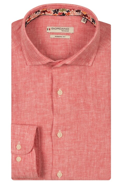 Giordano Row Soft Washed Linnen Mélange Cutaway Collar Overhemd Rood
