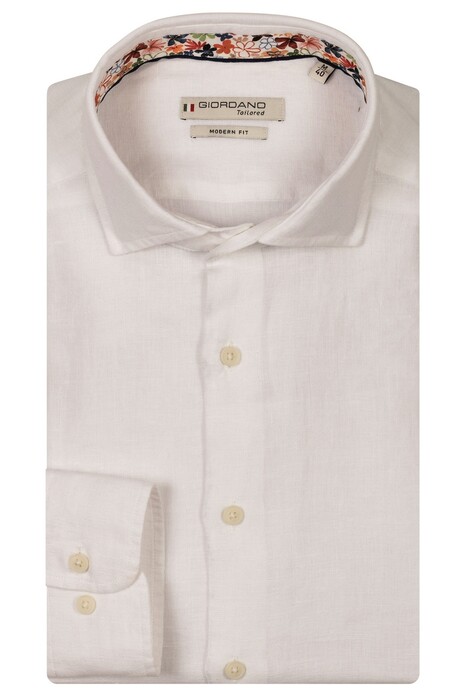 Giordano Row Soft Washed Linnen Mélange Cutaway Collar Overhemd Wit