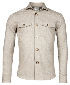 Giordano Salerno Bold Herringbone Semi Cutaway Overshirt Dark Brown Melange