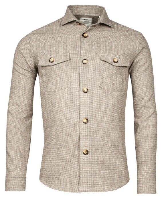 Giordano Salerno Mini Two Tone Check Overshirt Donker Bruin