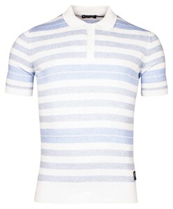 Giordano Silvan Knitted Melange 3-Button Collar Stripe Polo Navy