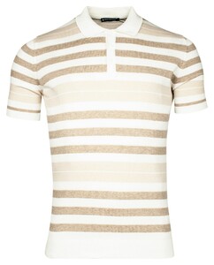 Giordano Silvan Knitted Melange 3-Button Collar Stripe Polo Zand