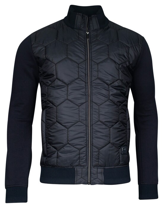 Giordano Tomasso Hybrid Cardigan Doubleface Knit Honeycomb Pattern Vest Navy