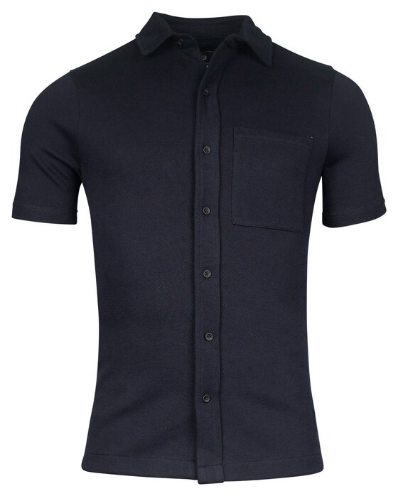 Giordano Uni Color Puglia Doubleface Knit Short Sleeve Overhemd Navy